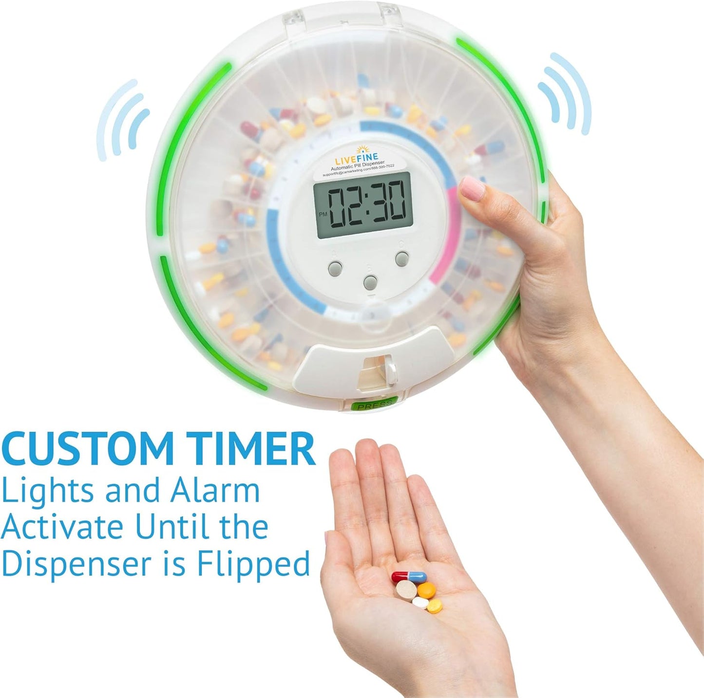 Live Fine Automatic Pill Dispenser with 28-Day Electronic Medication Organizer, 6 Dosage Templates, Easy-Read LCD Display, Sound & Light Alerts & Key for Prescriptions, Vitamins, Supplements & More