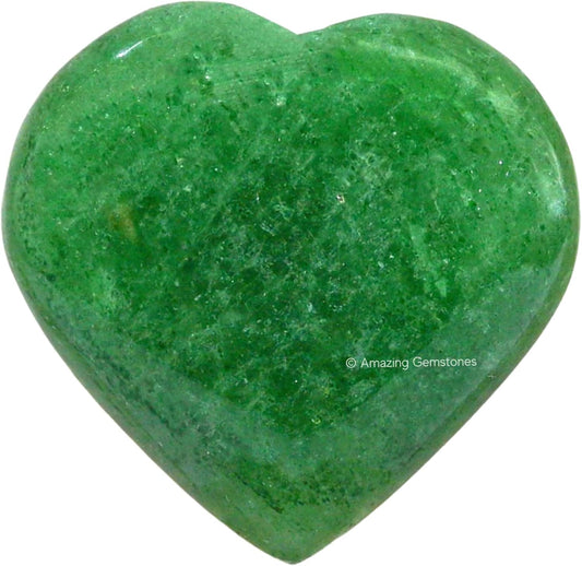 Amazing Gemstone Green Strawberry Quartz Crystal Heart Palm Stone - Pocket Massage Worry Stone for Natural Body Chakra Balancing, Reiki Healing and Crystal Grid