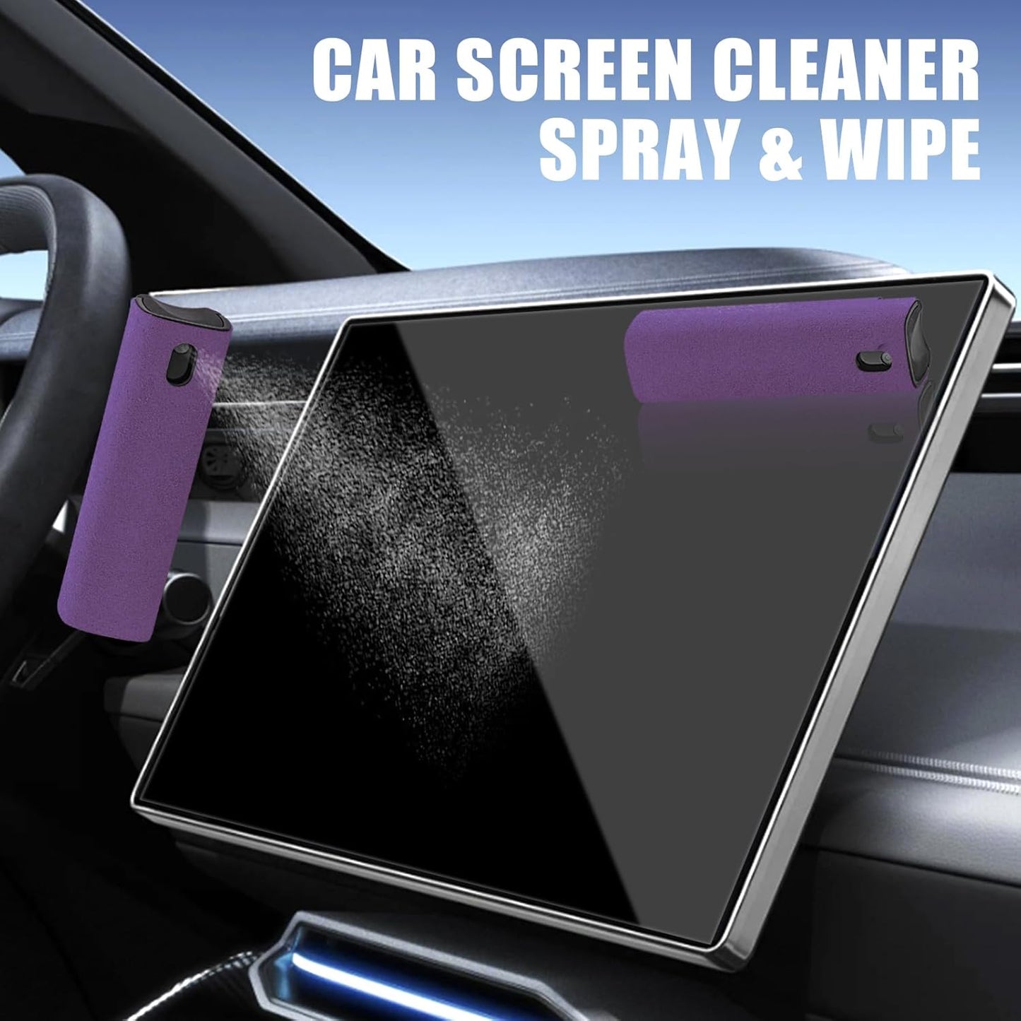 walrfid Car Screen Cleaner, Computer Screen Cleaner Spray and Wipe, Laptop Cleaning Mist Kit for Electronic iPad, iPhone, Phone, MacBook, TV, Monitor Display, with Black Graffiti Case - Purple