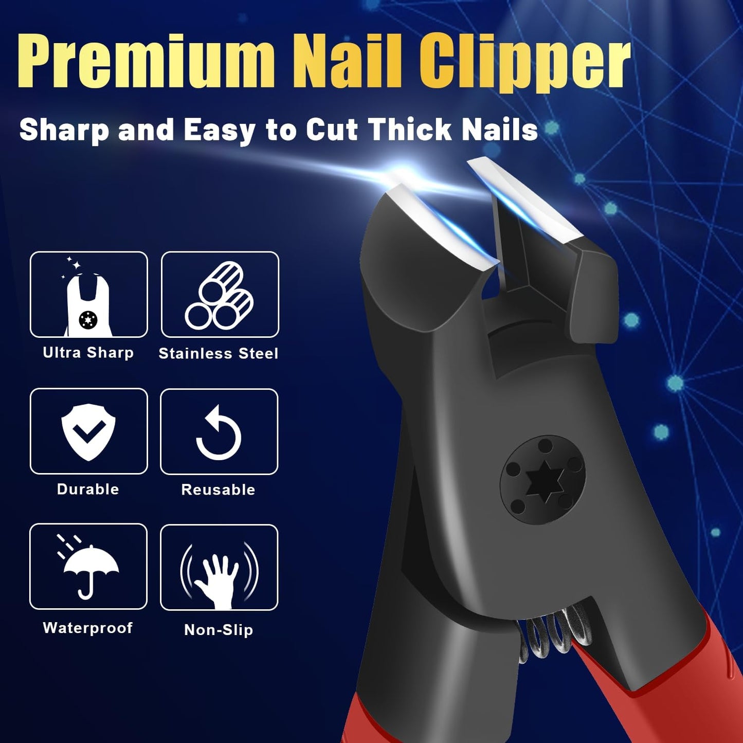 Nail Clippers for Thick Nails, Large Nail Clippers for Men, Senior Toenail Clippers for Thick Nail Heavy Duty Nail Clippers for Thick Toenails Non-Slip Long Handle Finger Nail Clippers Adult