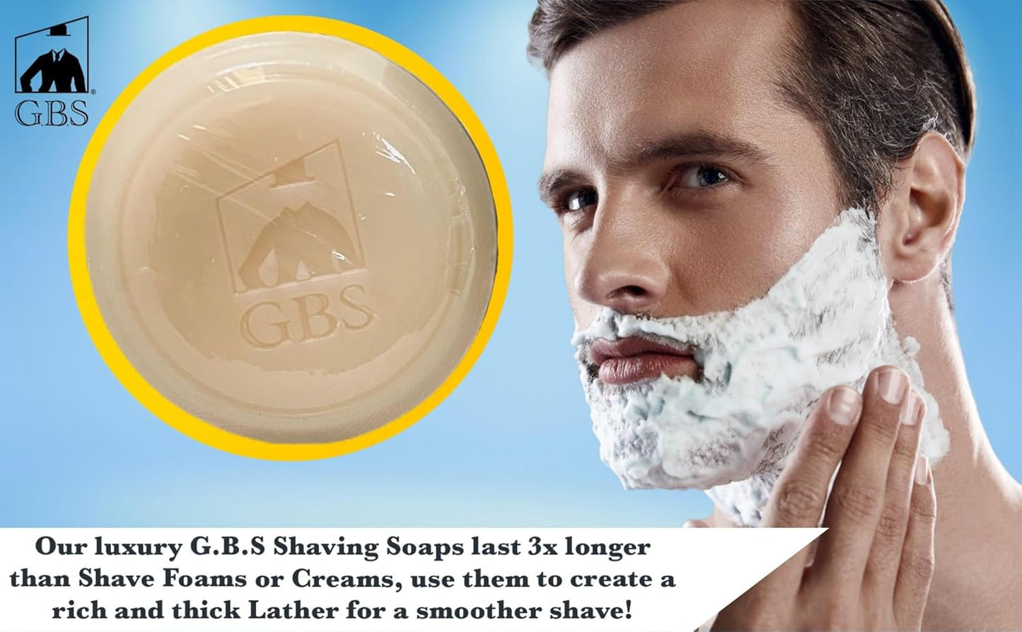 G.B.S Men's Shaving Soap All Natural Enriched with Shea Butter and Glycerin, 3-Ounce Each, Variety Pack Pack of 5