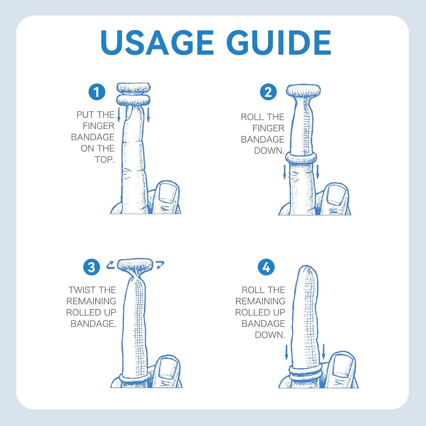 Dimora Finger Cots, Pack of 60 (Large Size) Finger Protectors, Breathable Bandages for Wound Care, Stretchy Sleeves for Gardening, Fitness and Cargo Handling, Blue