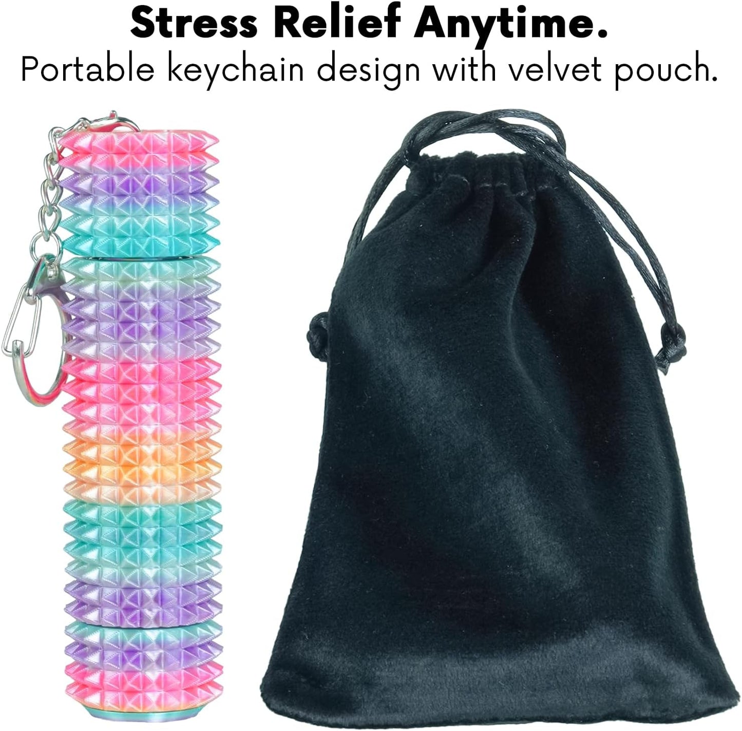 Fidget Roller Adults Teens Sensory Little Stim Gadget for Anxiety Relief Mild Ouchie,Desk Focus Tool Portable Hand Spinner Gifts Idea White Elephant Stocking Christmas(Rainbow,Full Grip)