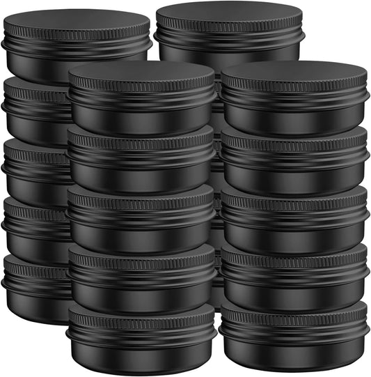 40 Pcs 0.5 Ounce Aluminum Tin Jars Containers Leak Proof Cosmetic Tin Jars Containers Round Screw Lids for Cosmetic, Salves, Balms, Lip Balm or Others, 15mL Black