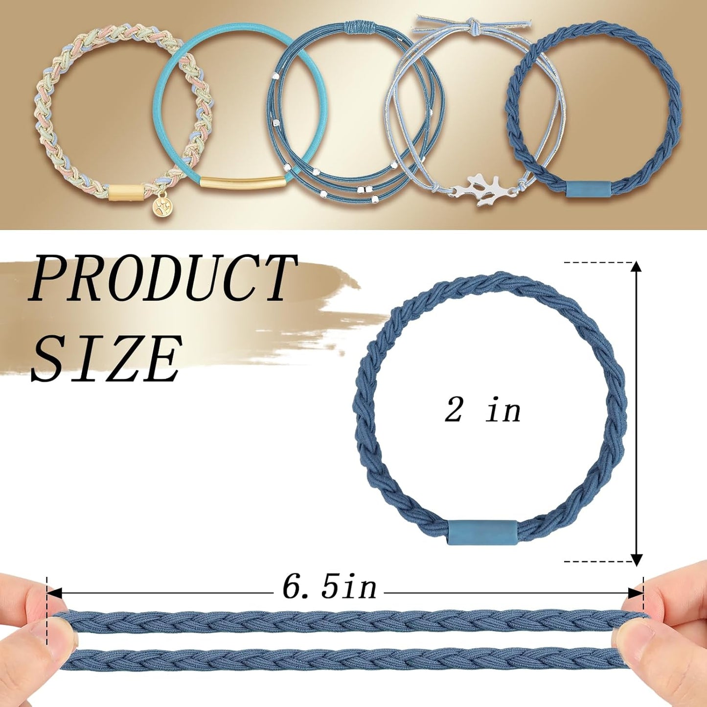 Hair Tie Bracelet, 5 Pcs Boho Hair Ties For Girls and Women, Elastic Hair Ties, Hair Bands For Ponytails, Ponytail Holder For Daily Life, Sport, Cooking, Working (Set 16)