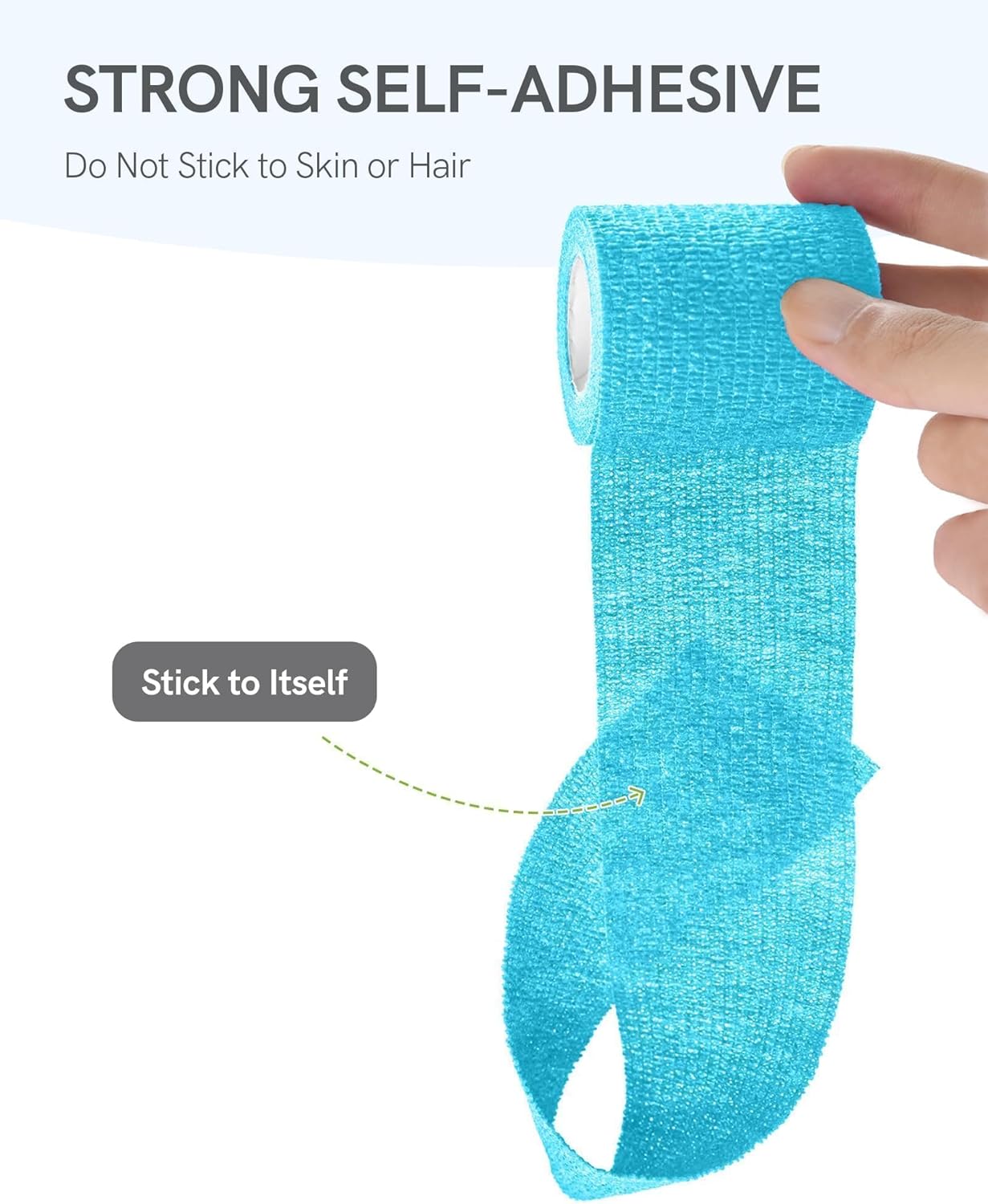 FriCARE Self Adhesive Bandage Wrap, Medical Tape in First Aid Kit, Cohesive Bandages for Wounds Sport Vet, 2 Inches X 5 Yards 6 Rolls, Cerulean Blue
