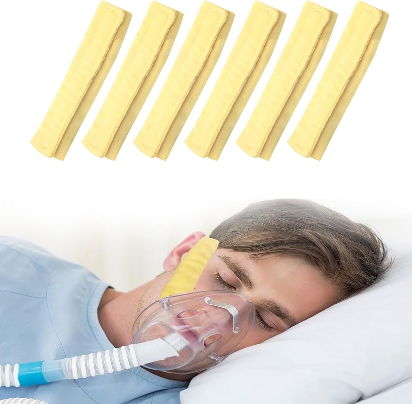 6 Pack Satin Strap Covers Breathable Strap Cushions Work for Most Headgear Straps Can Reduce The Tracks On The Face Made of Soft Fabric Face Pads (Yellow)