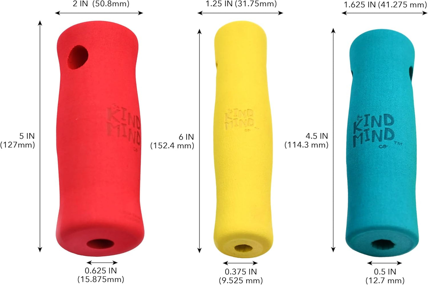 Adaptive Foam Grip Set - The Kind Mind Company™. Adaptive Art Tools, Accessibility Aid for Kids & Adults, Mobility Aid for Painting, Drawing, Crafts - Assorted Sizes, 3-Pack