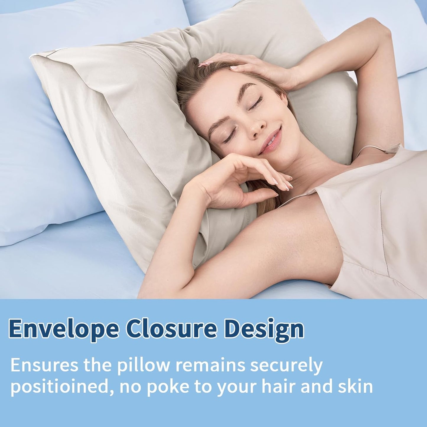 Cooling Pillow Cases 2 Pack for Hot Sleepers and Night Sweats, Ice Cool Pillow Covers Queen Size Set of 2 for Hair Skin Reduces Wrinkles&Frizz Softer Than Silk Pillow Case, Envelope Closure Champagne