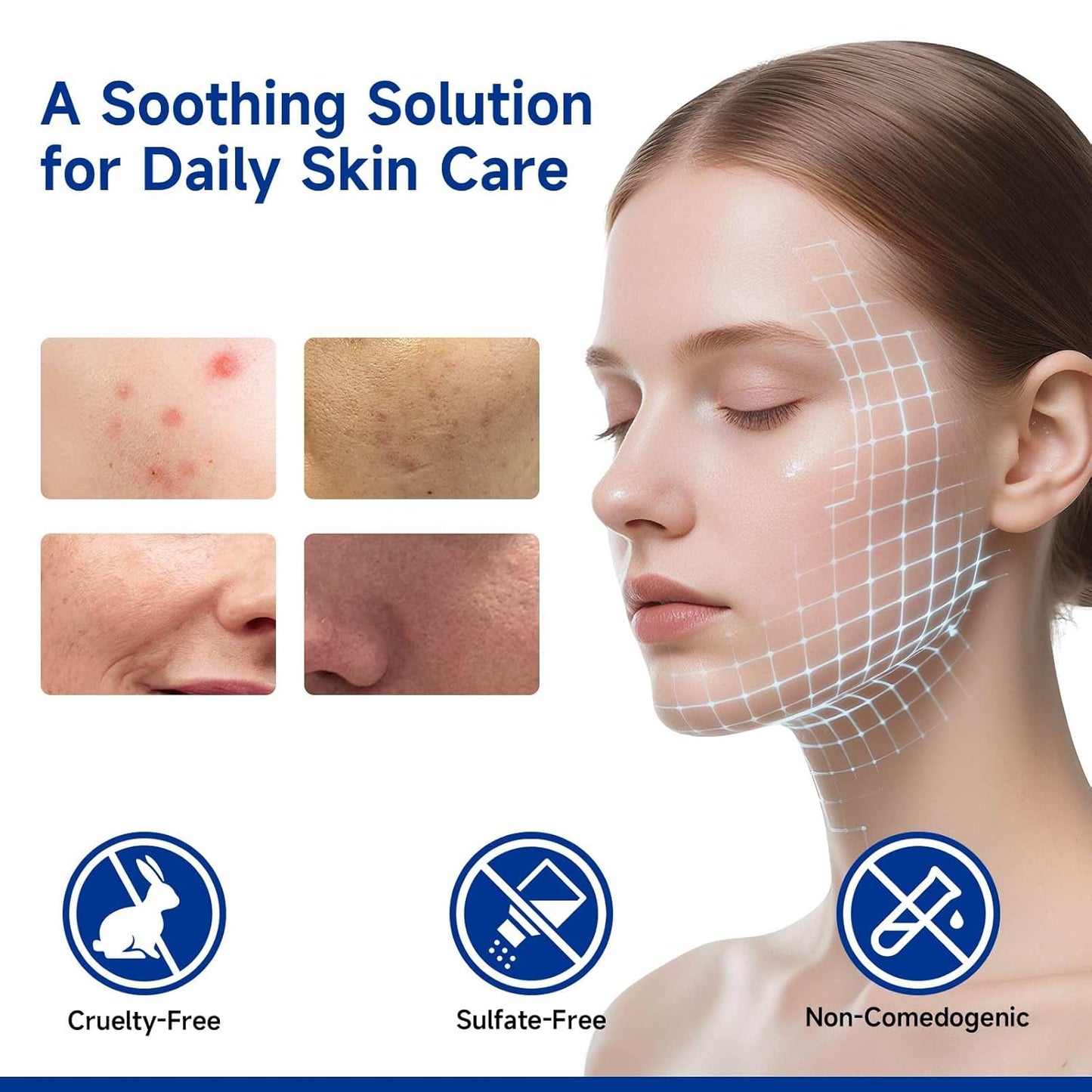 Clay Mask for Face, Pore Minimizing Mud Mask with Hydrolyzed Pearl Protein, Blue Clay Face Mask to Reduce Blackheads, Even Skin Tone, Balance Oil and Moisture, with brush for All Skin Types