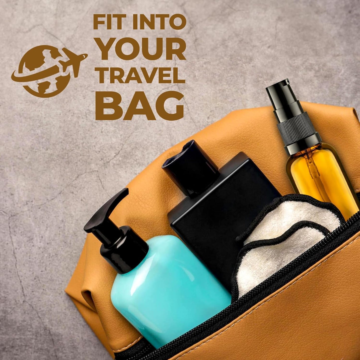 8 Pack Empty Refillable Glass Amber Pump Bottle Ideal for Lotion Cream Essential Oil Travel Small Container, 30ml