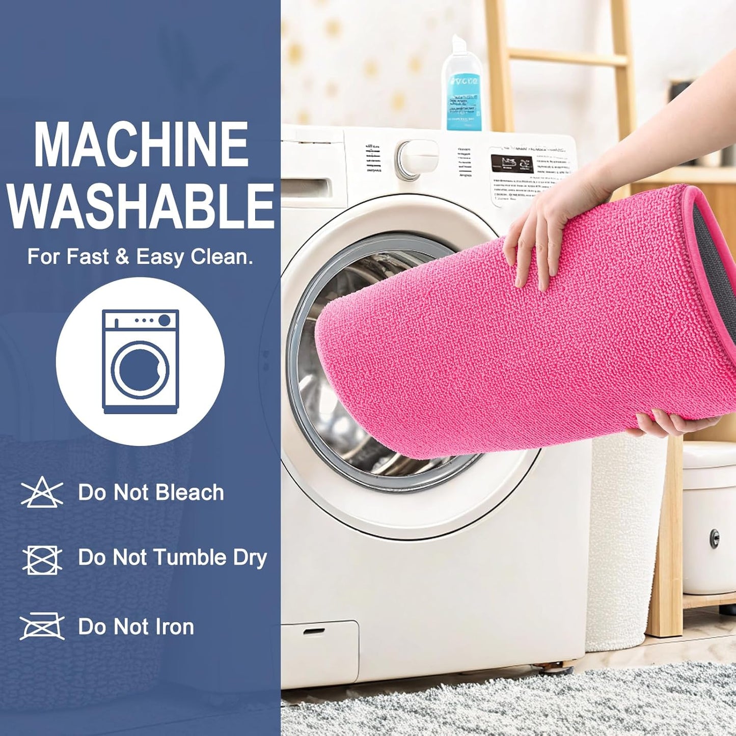 OLANLY Thick Memory Foam Bath Mat Rug 24x16, Extra Soft Absorbent Bathroom Rug, Quick Dry Bath Mats, Non-Slip, Machine Washable Carpet for Bathroom, Tub and Shower, Home Decor Accessories, Hot Pink