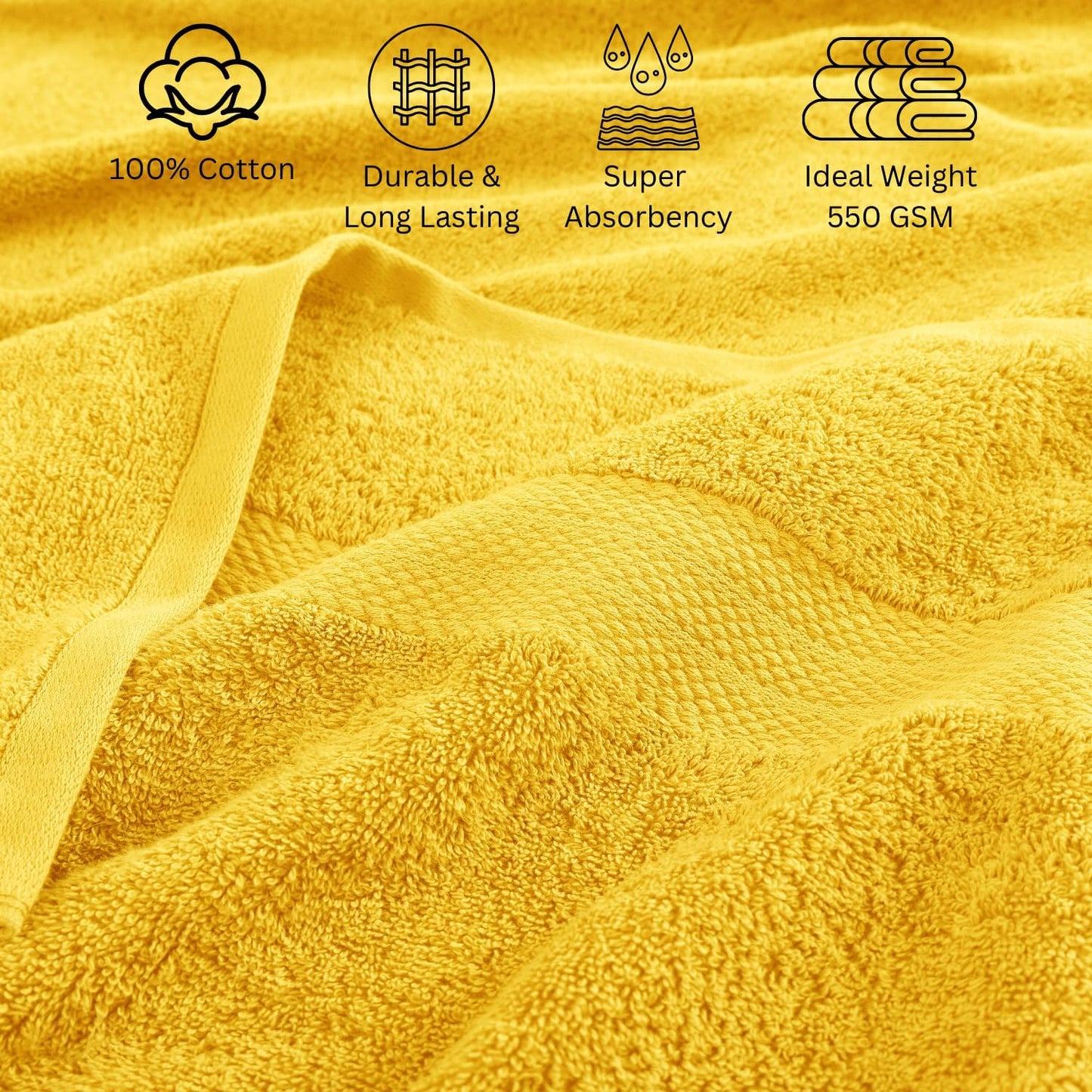 LANE LINEN 100% Cotton Bathroom Towel Set - 24 Pcs - Ring Spun, Very Soft & Absorbent - 2 Bath Sheets, 4 Fingertip, 4 Bath, 6 Hand Towels, 8 Washcloths - Remains Fluffy After Multiple Washes - Mimosa