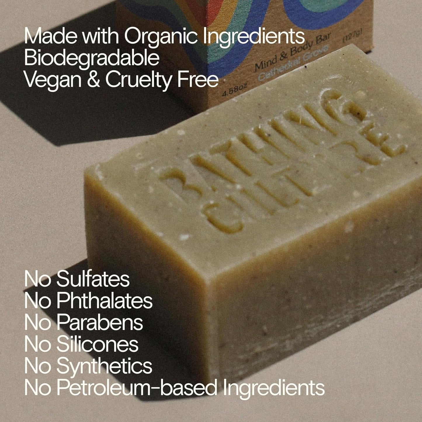 Bathing Culture, Natural Organic Soap Bar for Body, Exfoliating Bar Soap, Infused with Chlorella, Comfrey Root & Aloe, Natural, Biodegradable, Sustainable, Vegan Personal Care, 4.58 oz, 127 g