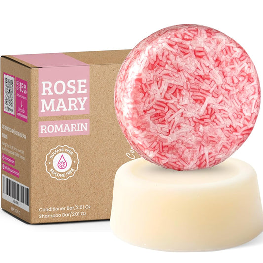 Muun Rosemary Shampoo and Conditioner Bar - Strengthening & Volumizing Solid Soap Bars, Clarifying Shampoo For Oily Hair & Scalp, pH Balanced, Sulfate & Silicone Free