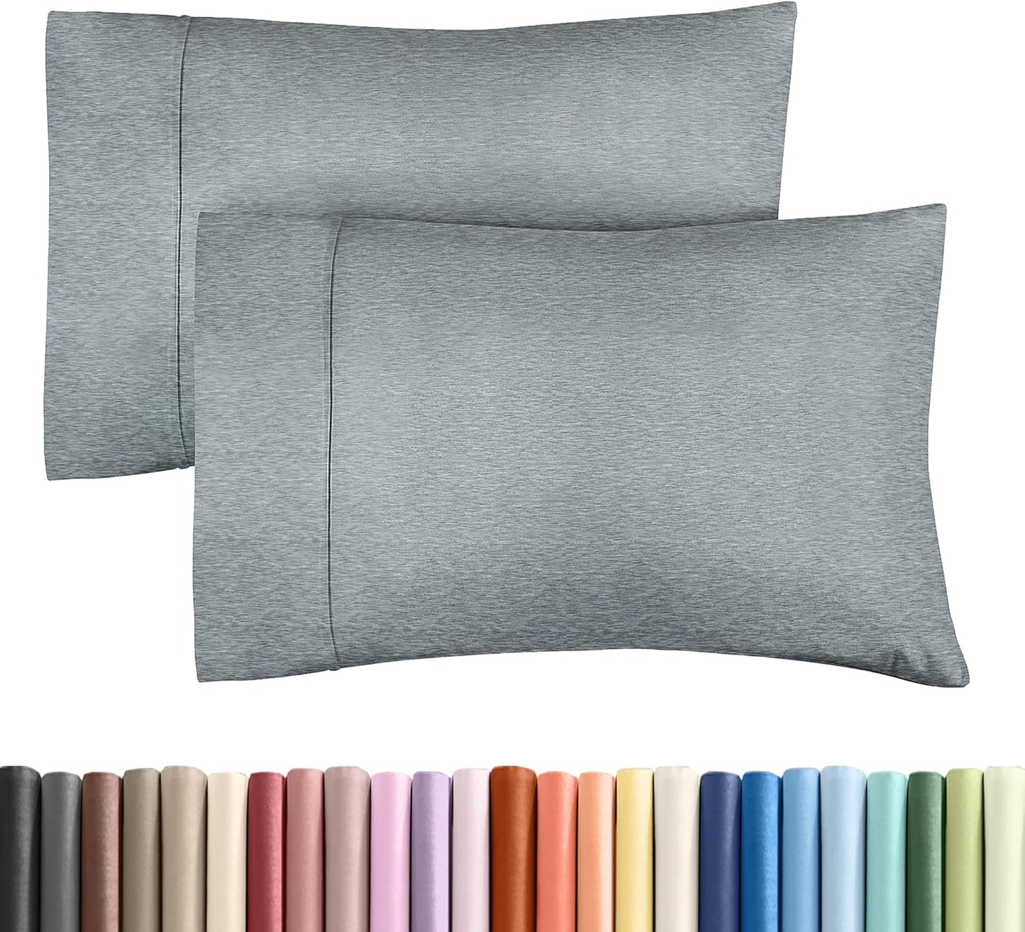 King Pillow Cases Set of 2 - Ultra Soft Hotel Quality Pillowcase Covers - Comfy, Cozy & Wrinkle Free - Shrinkage and Fade Resistant - Machine Washable Pillow Protectors - 2 Piece Set - Heathered Blue