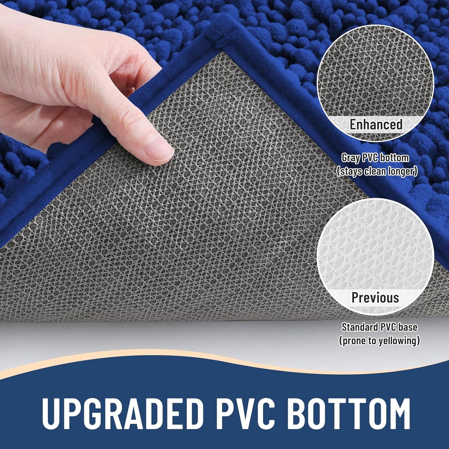 Arotive Luxury Chenille Bathroom Rug Mat, Extra Soft Thick Absorbent Shaggy Bath Rugs, Non-Slip Machine Wash Dry, Plush Bath Mats for Bathroom, Shower and Tub, 30x17, Royal Blue