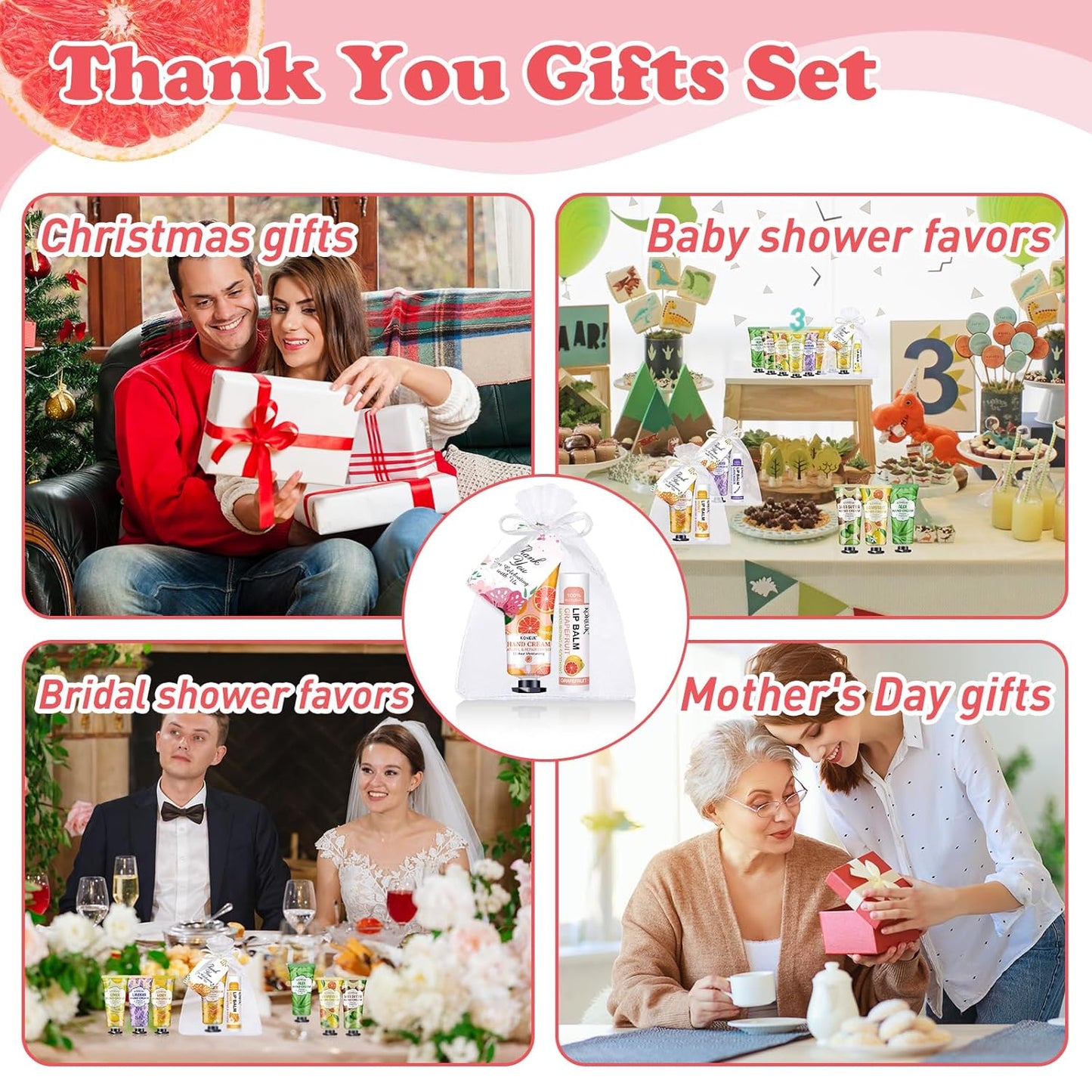 60 Pack Hand Cream Bulk and Lip Balm Bulk Sets, Stocking Stuffers for Women, Christmas Gifts and Bridal Shower Gifts for Guests, Employee Appreciation Gifts, Mom Gifts, Birthday Gifts and Small Gifts