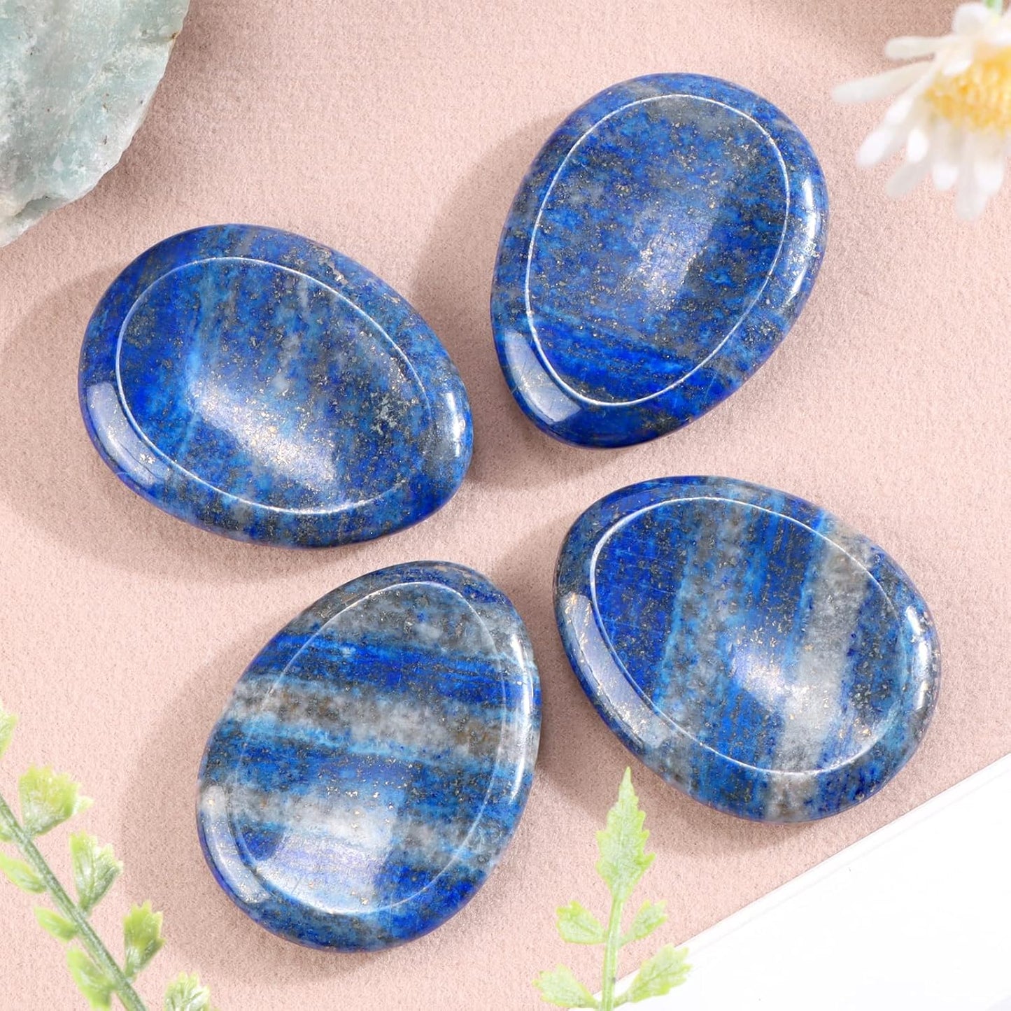 Artistone Lapis Lazuli Crystal Chakra Thumb Worry Stone Teardrop Reiki Healing Stone Pocket Palm Stones for Anxiety Stress Relief Meditation Therapy Geometry Home Decor