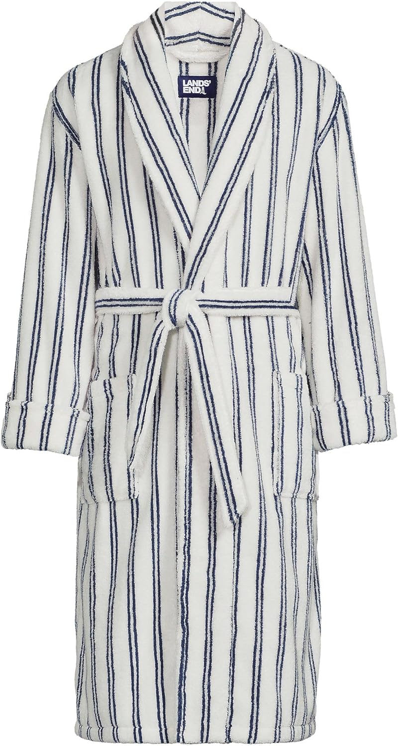 Lands' End Men's Calf Length Turkish Cotton Terry Bathrobe