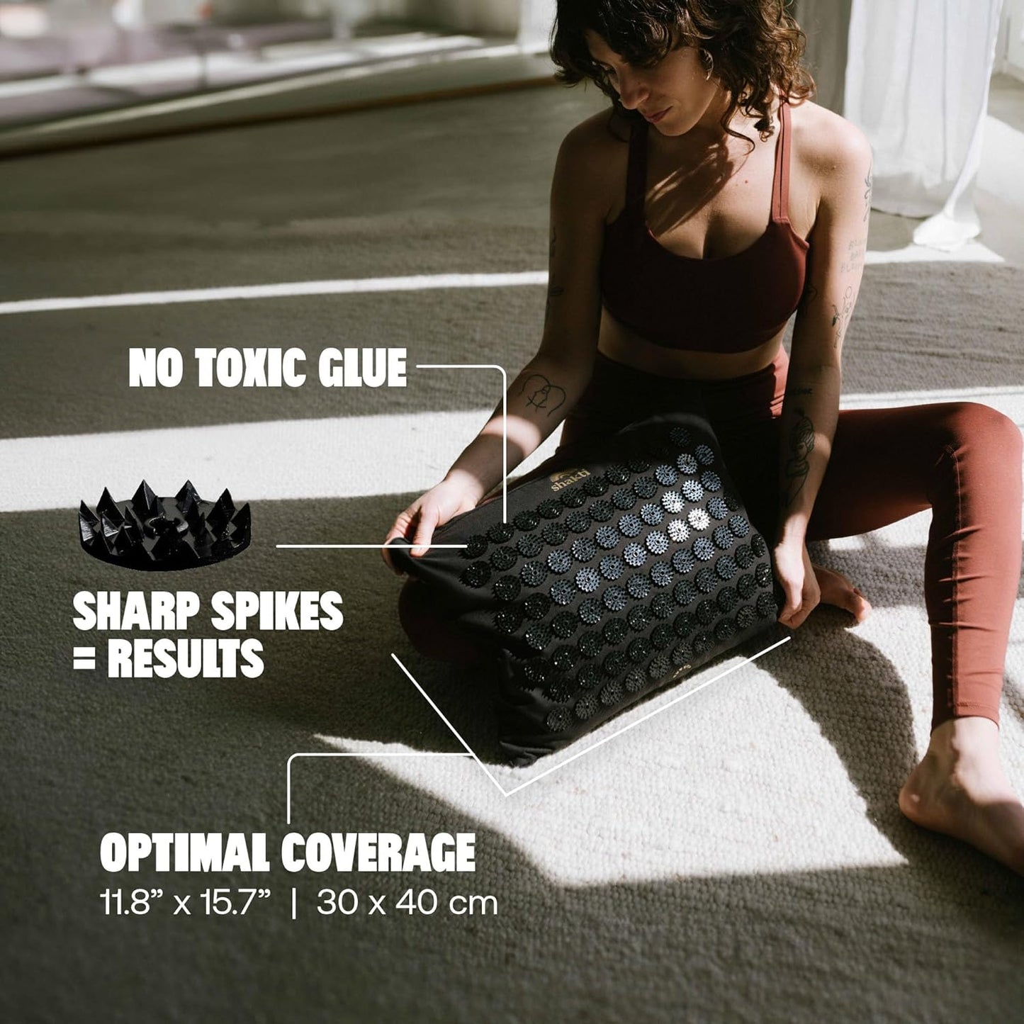 ShaktiMat Premium Acupressure Pillow, Original Intensity in Shakti Black, Massage Muscles, Aid Sleep & Unlock Inner Tension | Similar to Acupuncture, No Needles Required