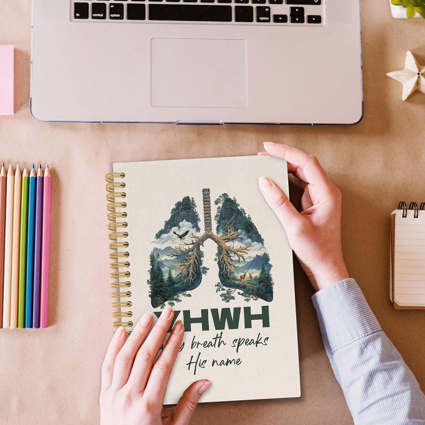 YHWH Christian Spiral Notebook, YHWH Lungs Bible Journaling Notebooks for Note Taking, Religious Scripture Hardcover Journals for Women Men 160 Pages 5.5 x 8.3 Inch, Christian Gifts for Women