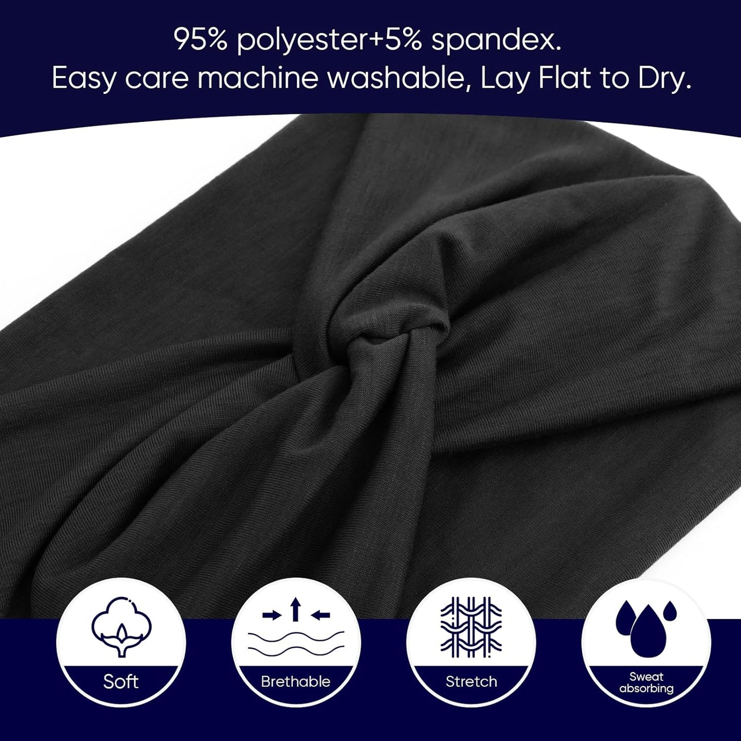 Extra Wide Headbands for Women Large Turban Headband Non Slip Boho Elastic Hairband Hair Twisted Knot Head Bands Accessories