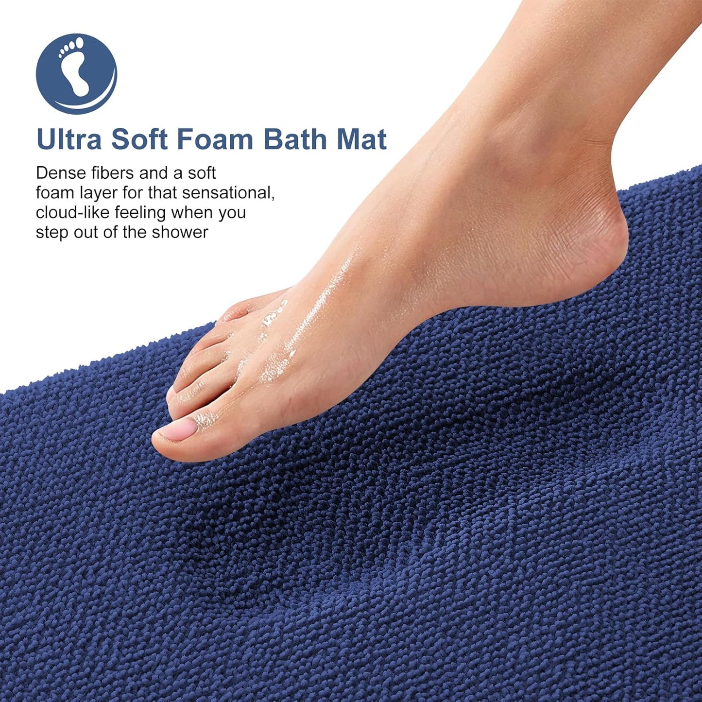 OLANLY Thick Memory Foam Bath Mat Rug 24x16, Extra Soft Absorbent Bathroom Rug, Quick Dry Bath Mats, Non-Slip, Machine Washable Carpet, Tub and Shower, Home Decor Accessories, Twilight Sapphire