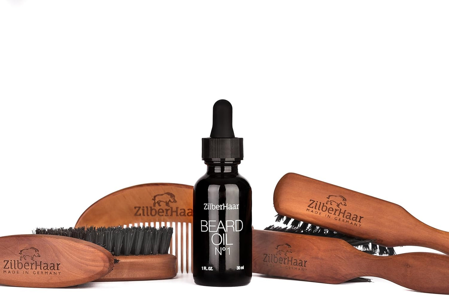 ZilberHaar Beard Oil №1 - Pure, Organic Moroccan Argan and Jojoba Oil for Natural Beard Growth and Hydration - 1 oz - Free Beard Comb Gift