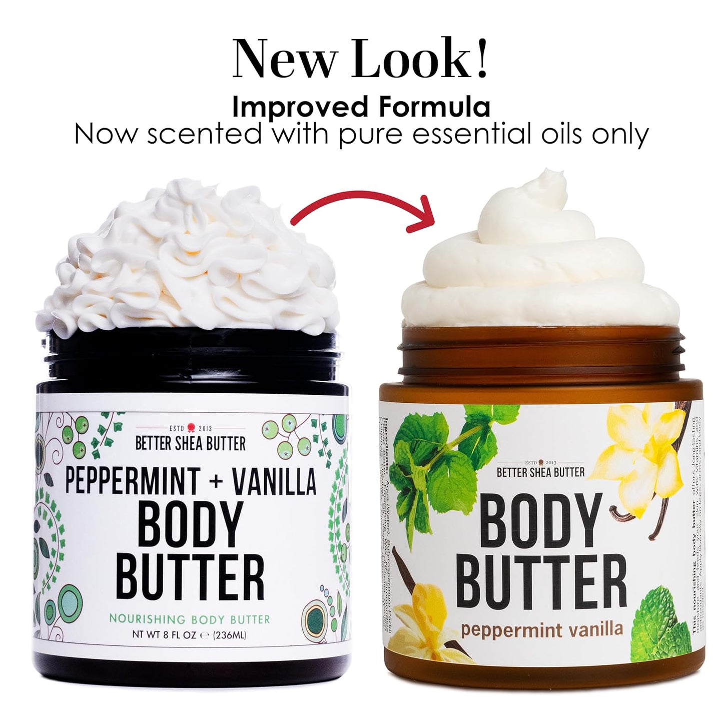 Peppermint Vanilla Body Butter - Natural Lotion for Women with Shea Butter & Jojoba Oil - Non-Greasy Whipped Body Lotion for Dry Skin - Vanilla Scented Peppermint Body Lotion