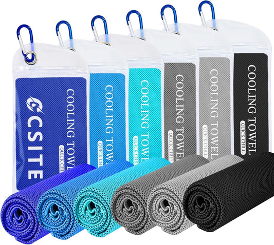 6 Pack Cooling Towels (47"x12") for Neck and Face, Ice Towel for Hot Weather, Soft Breathable Chilly Gym Towels, Microfiber Towel for Work Out, Yoga, Running, Camping & More Activities