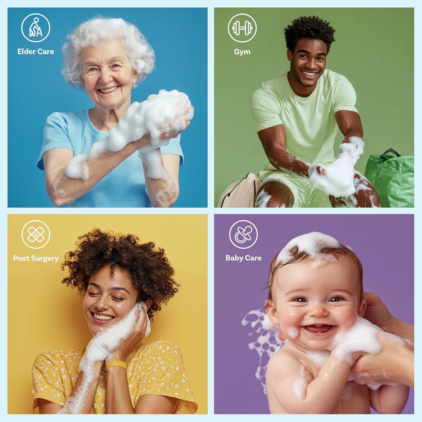 Scrubzz Disposable No Rinse Bathing Wipes - All-in-1 Single Use Shower Wipes, Simply Dampen, Lather, and Dry Without Shampoo or Rinsing (Lavender, 8-Pack)