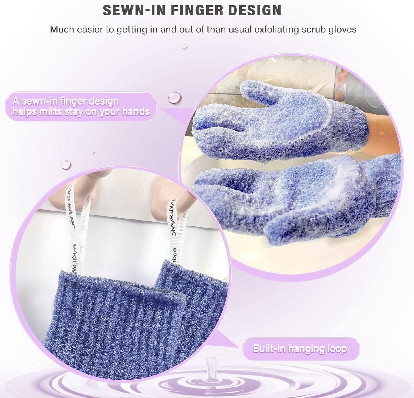 Evridwear Shower Exfoliating Mitts, Deep Cleanse Bathing Scrub Gloves Self Tan Scrubber Mitten Dead Skin Remover for Men and Women,1 Pair Heavy