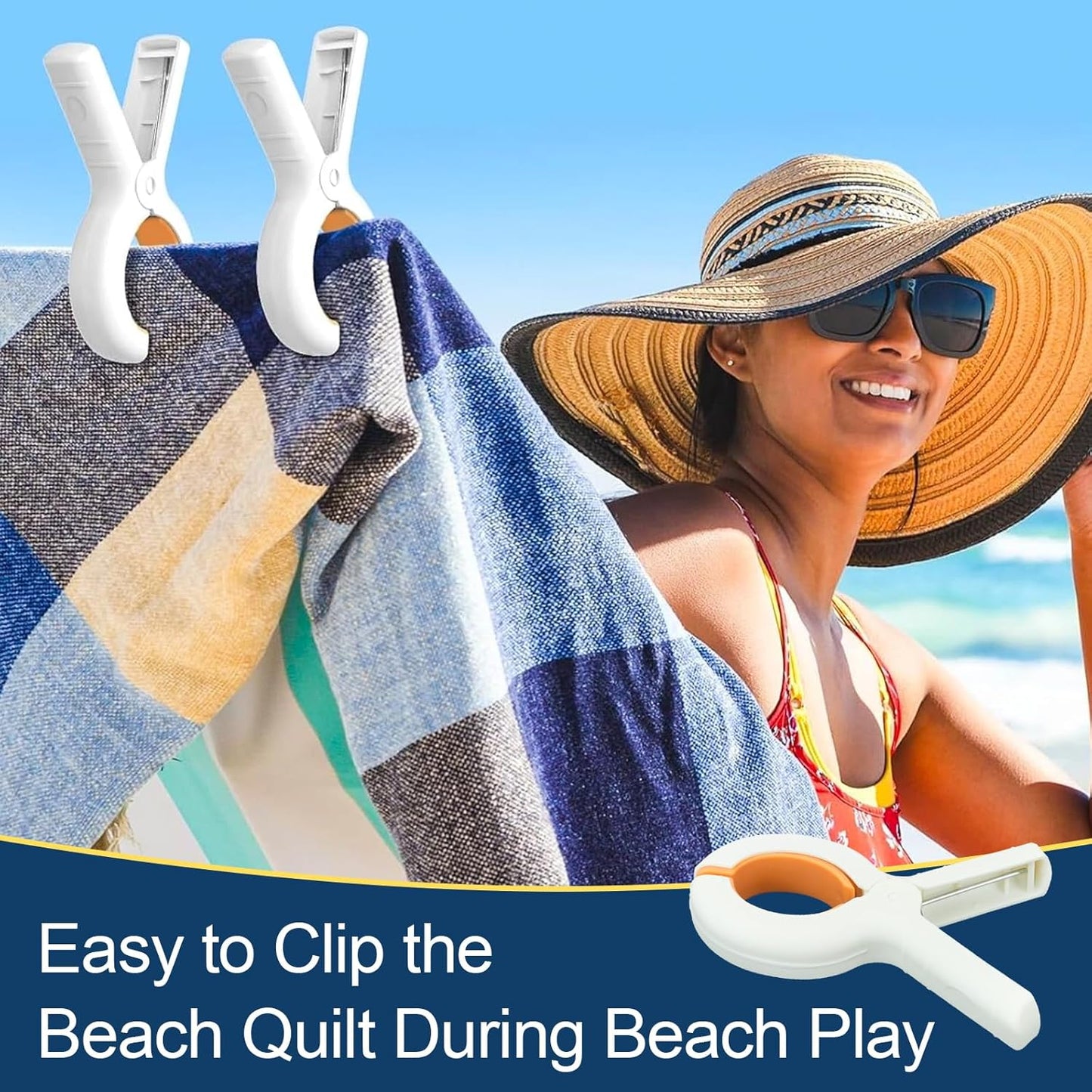 JINGIHE 20 Pack Beach Towel Clips, Heavy Duty Beach Towel Clips with Strong Anti-Rust Springs, Plastic Clothespins for Laundry Clothes, Blankets to Dry on Clothesline and Hanging Rack(3.7in/9.5cm)