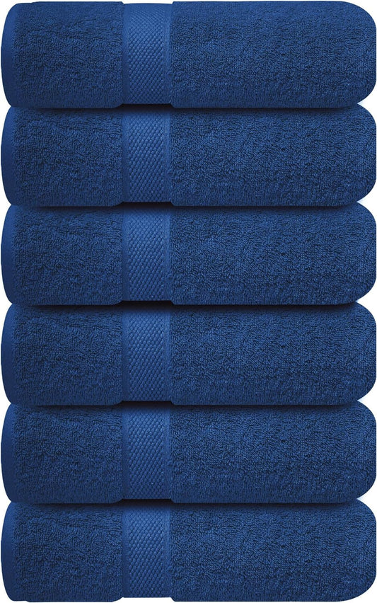 Infinitee Xclusives Hand Towels for Bathroom - Set of 6 (16x28 inches) 600 GSM, 100% Cotton Ultra Soft, Quick Drying, Hotel Quality Hand Towel Set (Tranquil Navy)