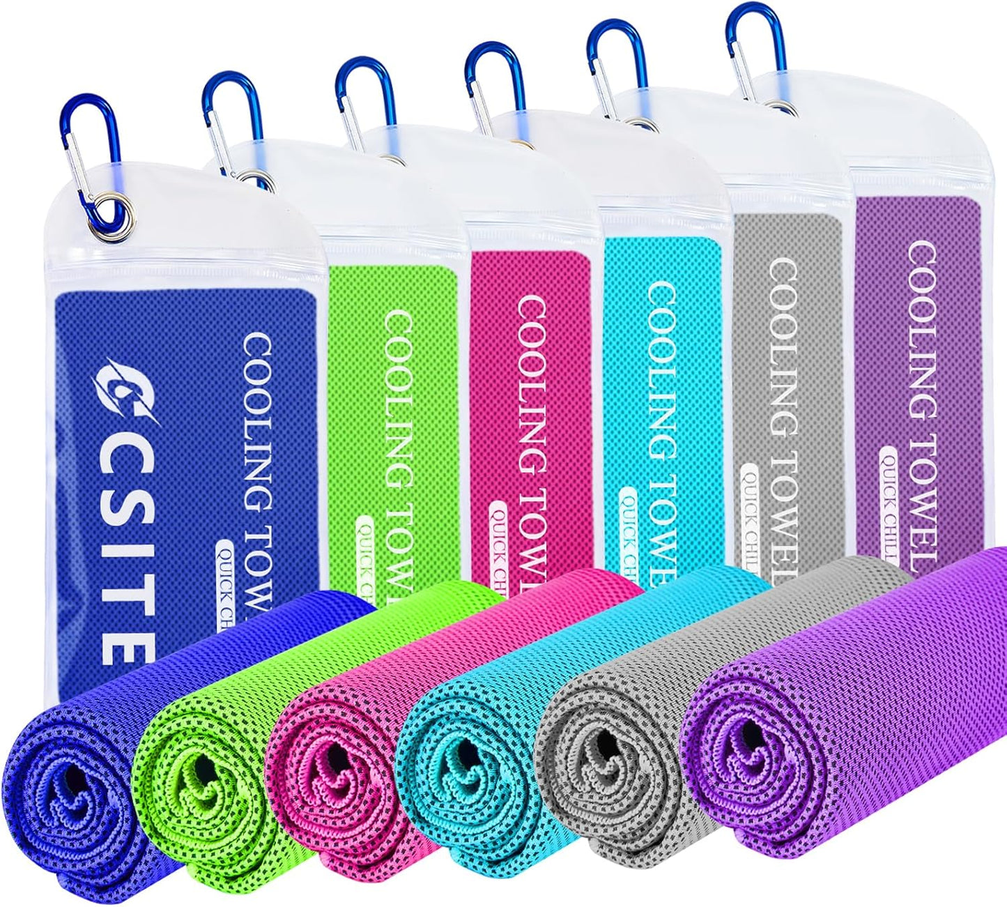 6 Pack Cooling Towels (47"x12") for Neck and Face, Ice Towel for Hot Weather, Soft Breathable Chilly Gym Towels, Microfiber Towel for Work Out, Yoga, Running, Camping & More Activities