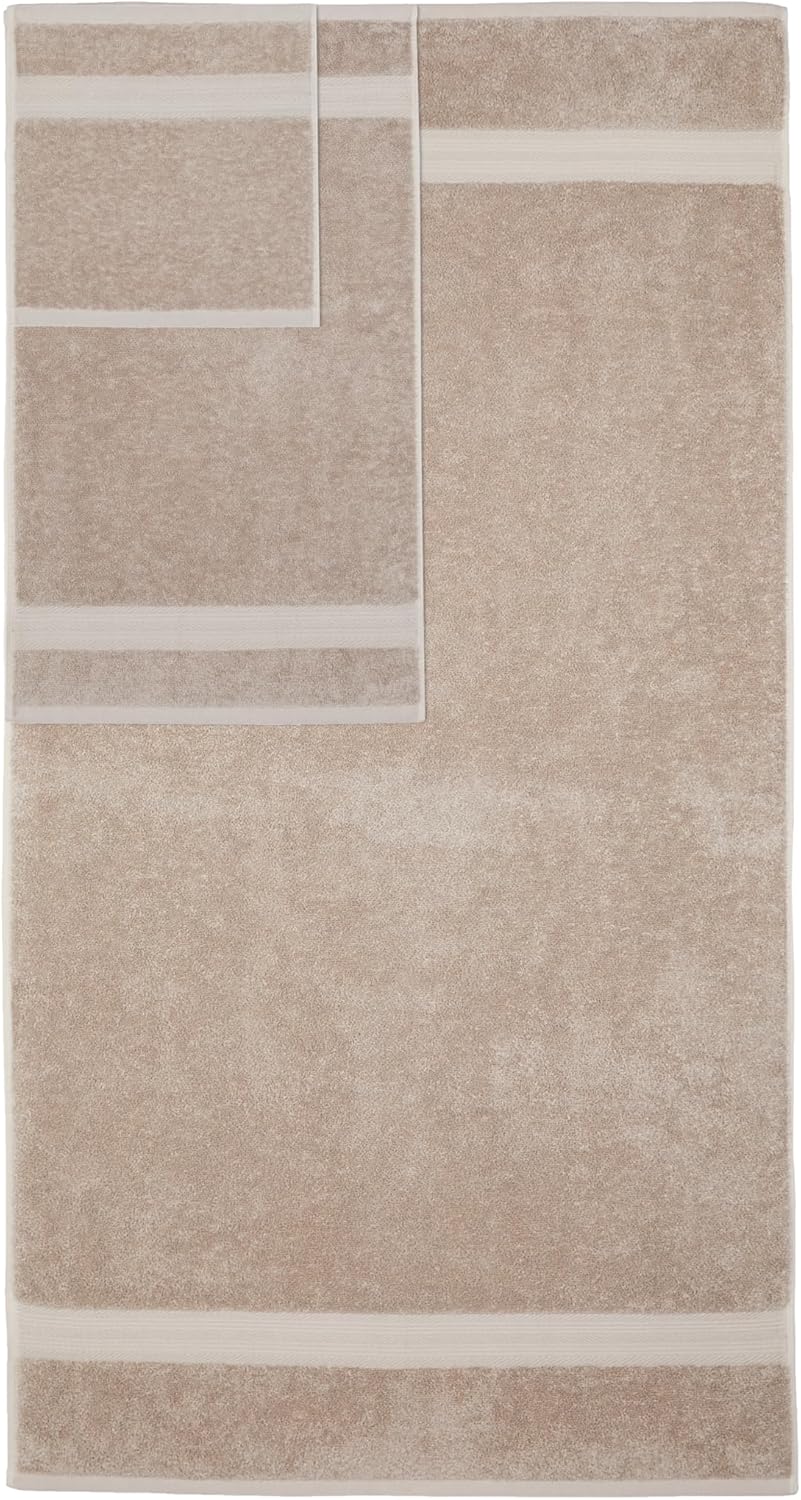 Amazon Basics Fade Resistant Bath, Hand and Washcloth Towel Set, 100% Cotton, Set of 6, 30 x 54 inches, Taupe