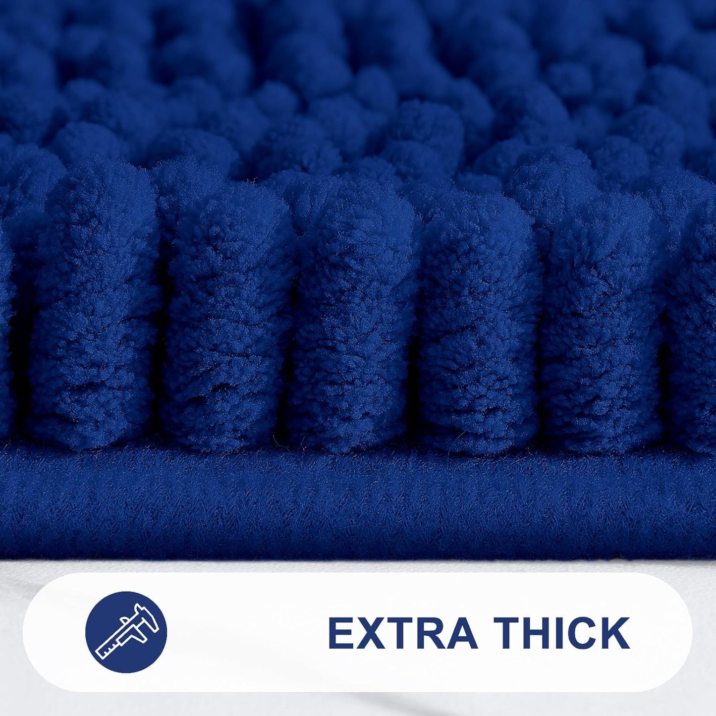 Grandaily Chenille Striped Bathroom Rugs 30x20, Extra Thick and Absorbent Bath Mats, Non-Slip Soft Plush Shaggy Shower Carpet, Machine Wash Dry, Bath Rug for Bathroom, (Medium, Royal Blue)