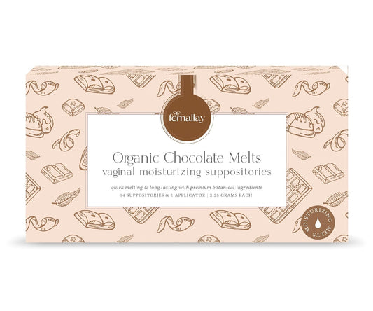 Femallay Organic Vaginal Moisturizing Suppositories – Chocolate – 100% Natural Relief for Dryness, Odor & Daily Feminine Discomfort – 14 Count + Applicator