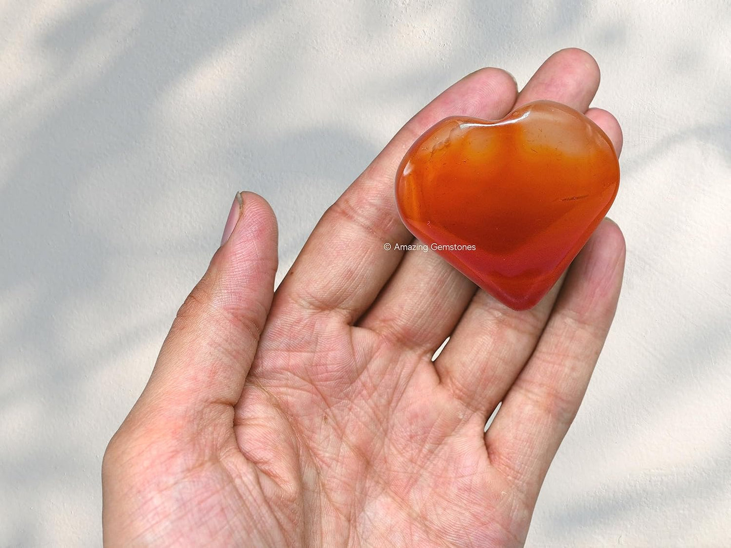 Amazing Gemstone Red Onyx Agate Crystal Heart Palm Stone - Pocket Massage Worry Stone for Natural Body Chakra Balancing, Reiki Healing and Crystal Grid