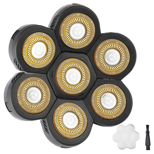 7 Blades 7D Electric Shaver Replacement Head Blades,Upgrade Version Waterproof Razor Blade Easy Install Electric Razor Shaver Head for Bald and Face Shave