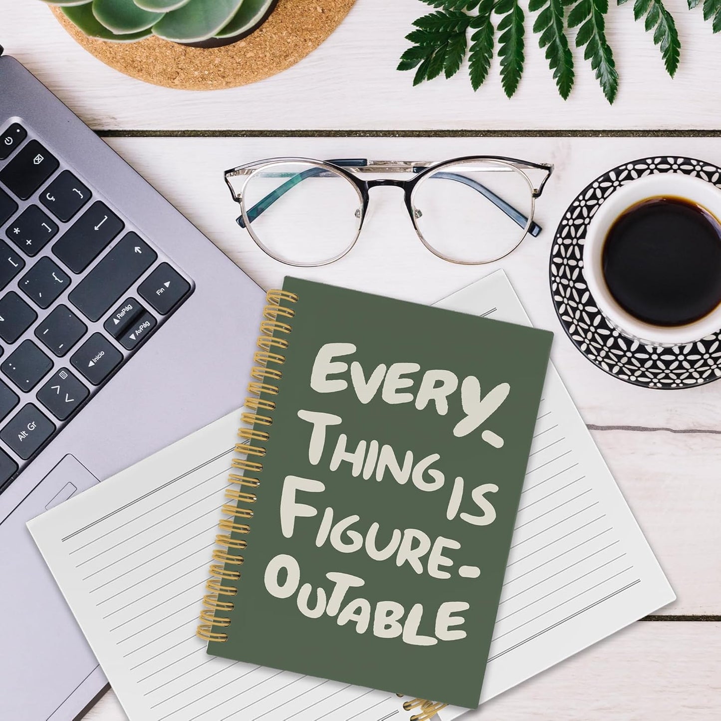 Everything is Figureoutable Spiral Notebook, Inspirational Journaling Notebooks for Counselling Therapy Office School, Motivational Hardcover Journals Gifts for Women, 160 Pages 5.5 x 8.3 Inch