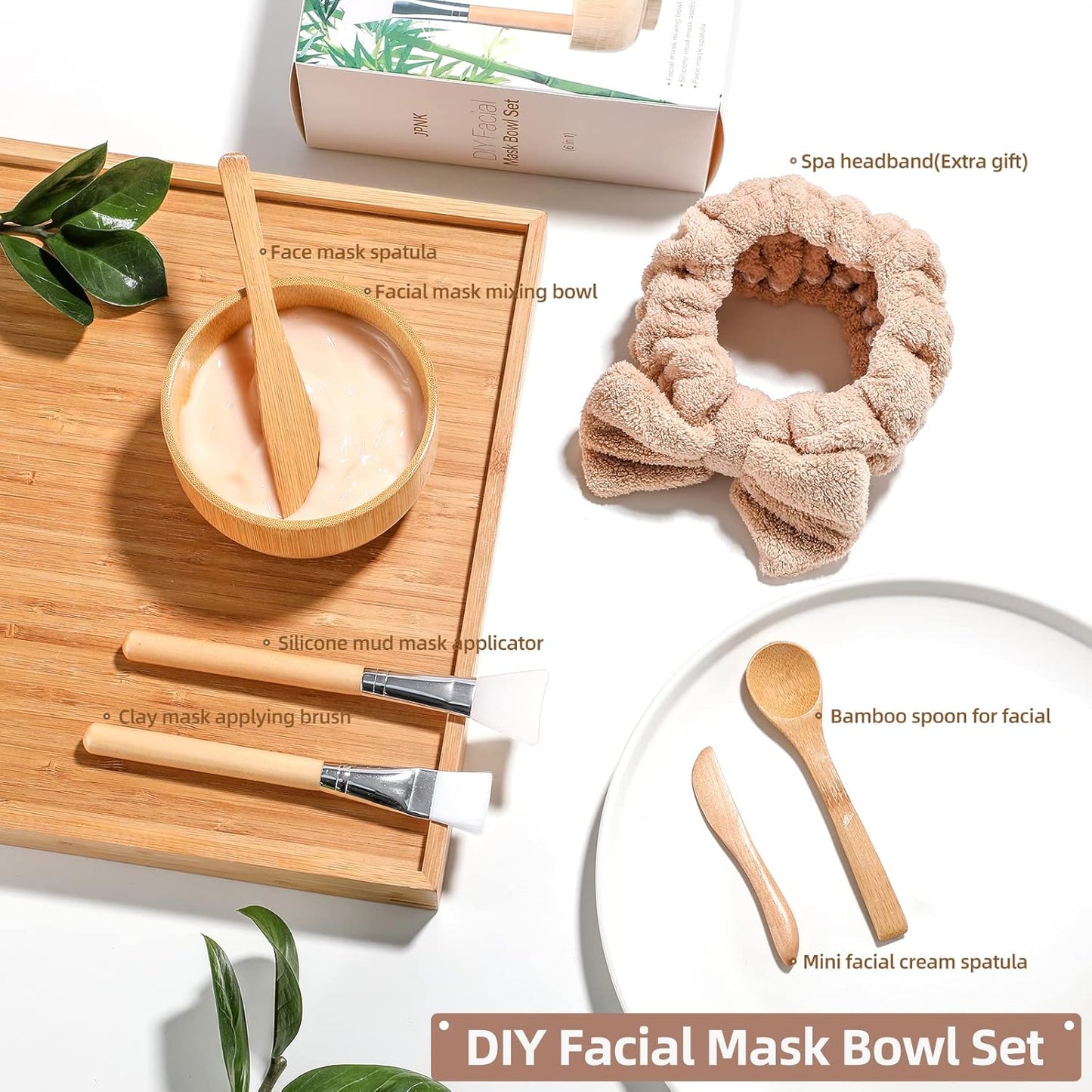 JPNK New Facial Mask Bowl Set, New DIY 6Pack DIY Clay Mask Mixing Kit (Brown)