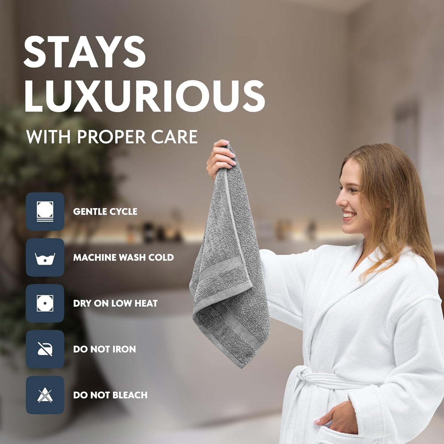 White Classic Luxury Dolphin Gray Hand Towels - Soft 100% Turkish Cotton | Highly Absorbent Hotel spa Bathroom Towel Collection | 16x30 Inch | Set of 6