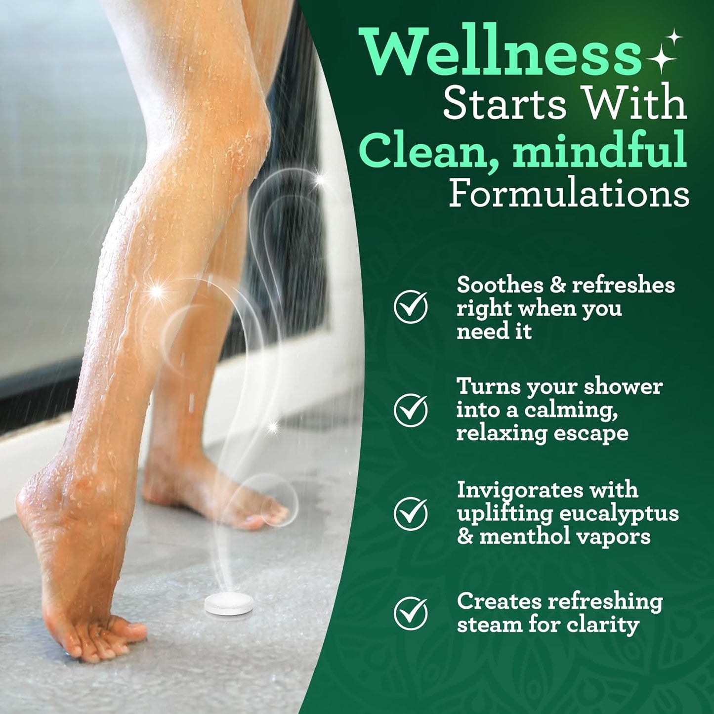 GuruNanda Eucalyptus Vapor Shower Tablets, Clean-Dissolving Aromatherapy Shower Steamers with Eucalyptus & Menthol, Promotes Relaxation, Ideal for Gifting, 10 Count