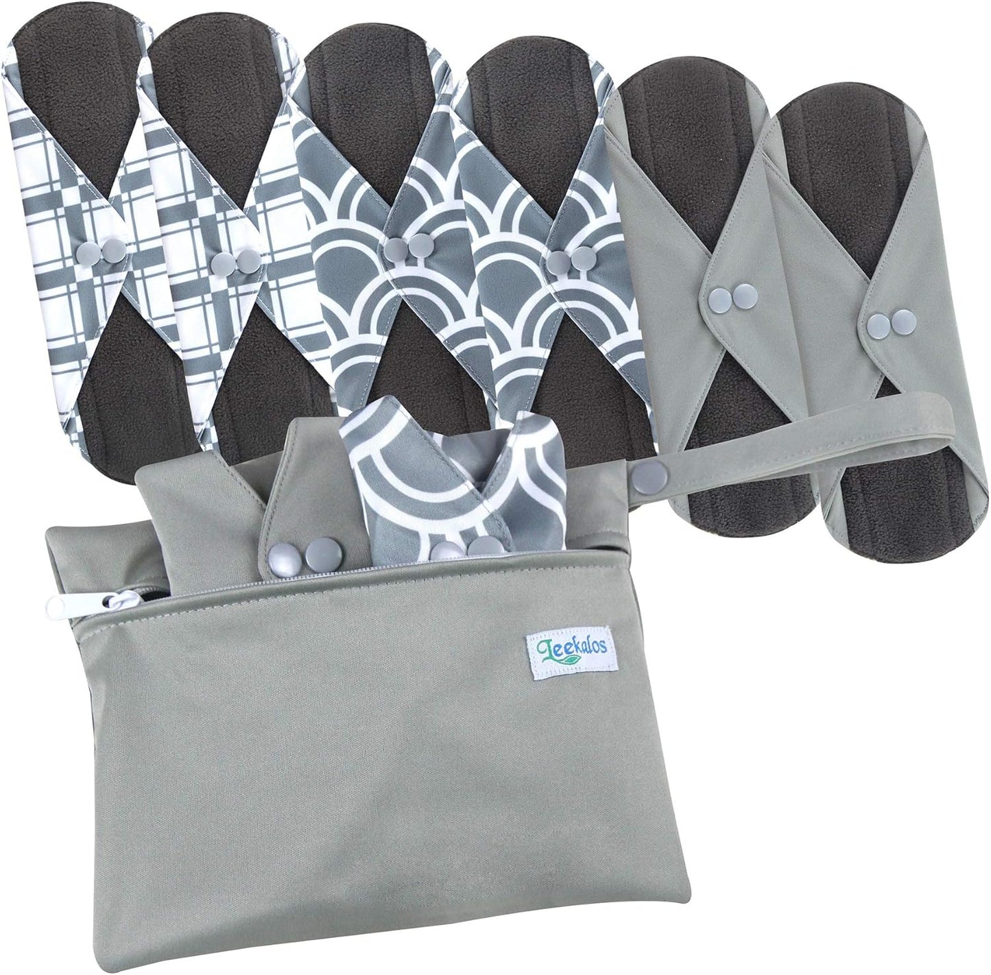 Leekalos Reusable Bamboo Cloth Pads - Light Incontinence Pads - Pack of 6, 1 Cloth Mini Wet Bag