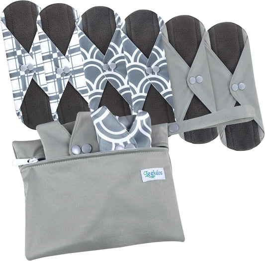Leekalos Reusable Bamboo Cloth Pads - Light Incontinence Pads - Pack of 6, 1 Cloth Mini Wet Bag