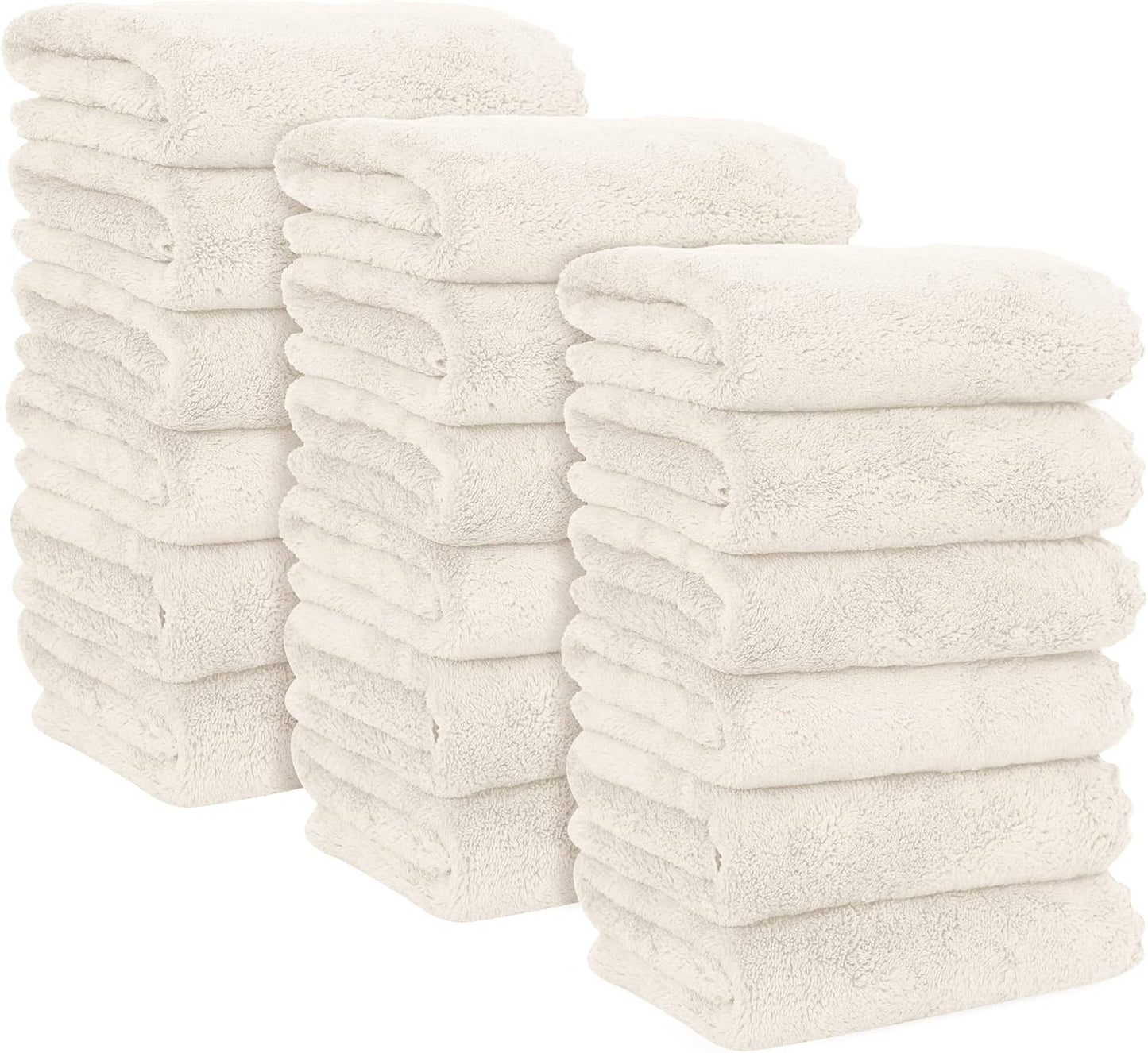 MOONQUEEN 18 Pack Premium Hand Towels - Quick Drying - Microfiber Coral Velvet Highly Absorbent Towels - Multipurpose Use as Hotel, Bathroom, Shower, Spa, Hand Towel 16 x 28 inches (Cream)
