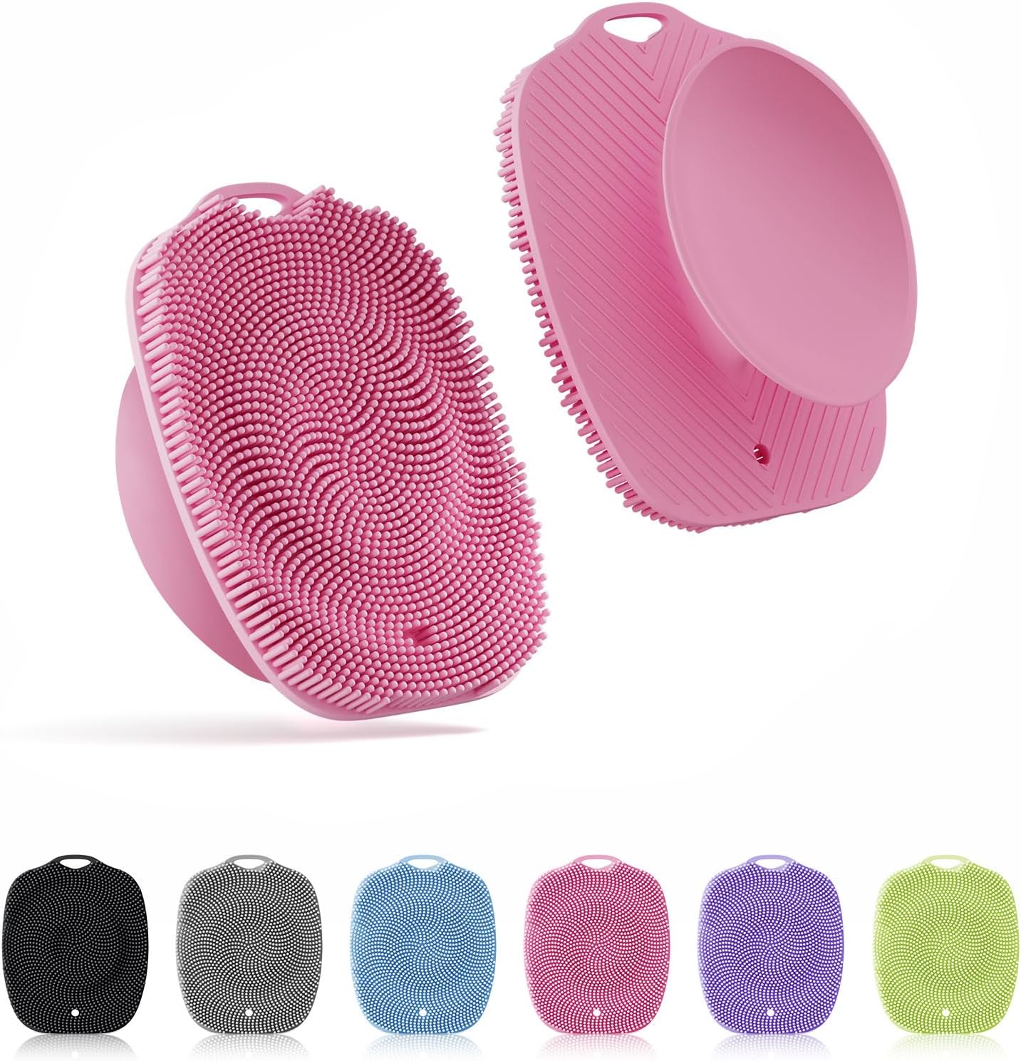 Soft Silicone Body Scrubber Gentle Like a Hand Exfoliating Your Skin and Build Up Lather Easily, Back Large Suction Cup Easy to Store, Long-Lasting & Deep Clean (Pink)
