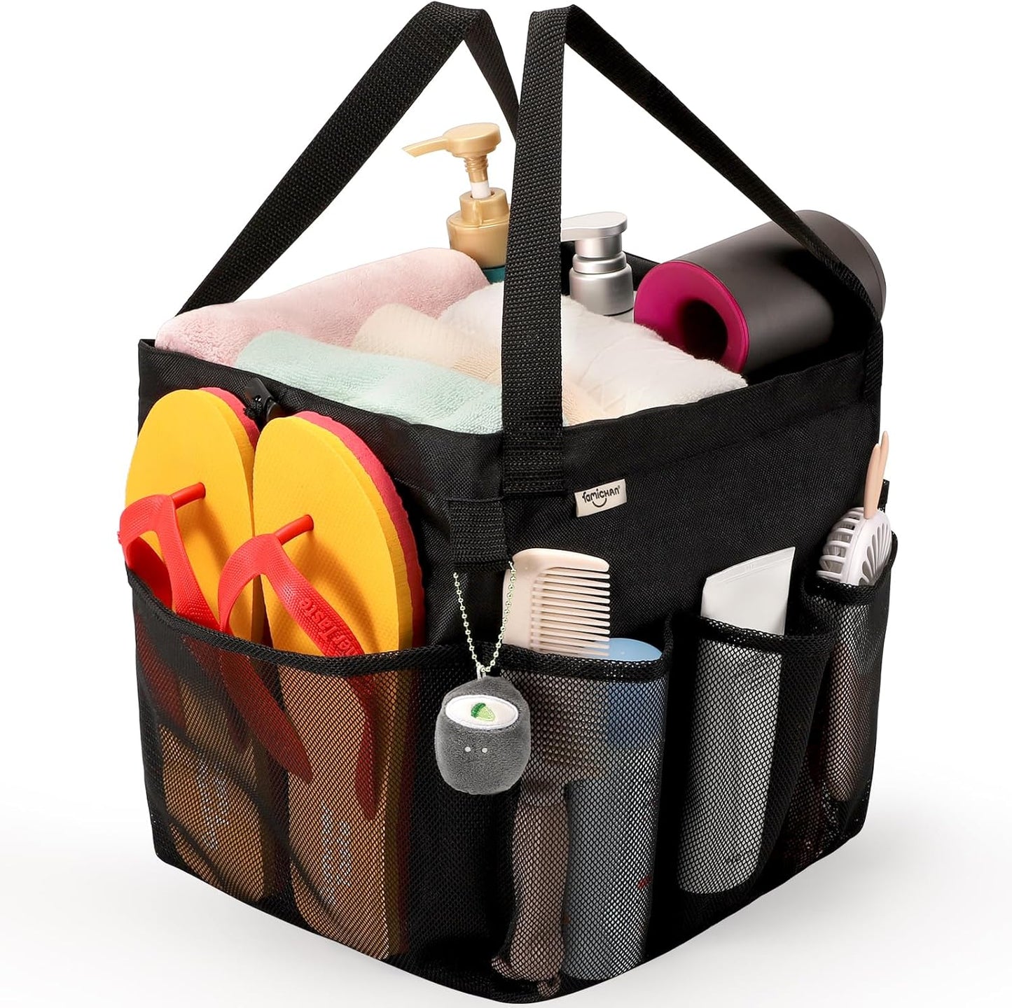 Mesh Shower Caddy Portable, Dorm Room Essentials for College Students, Large Capacity with 8 Pockets Shower Bag for Camping,Swimming,Gym,Travel